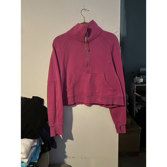 lululemon athletica Tops - Lululemon Scuba Oversized Half Zip Hoodie Pink Pullover Sweatshirt Womens M/L